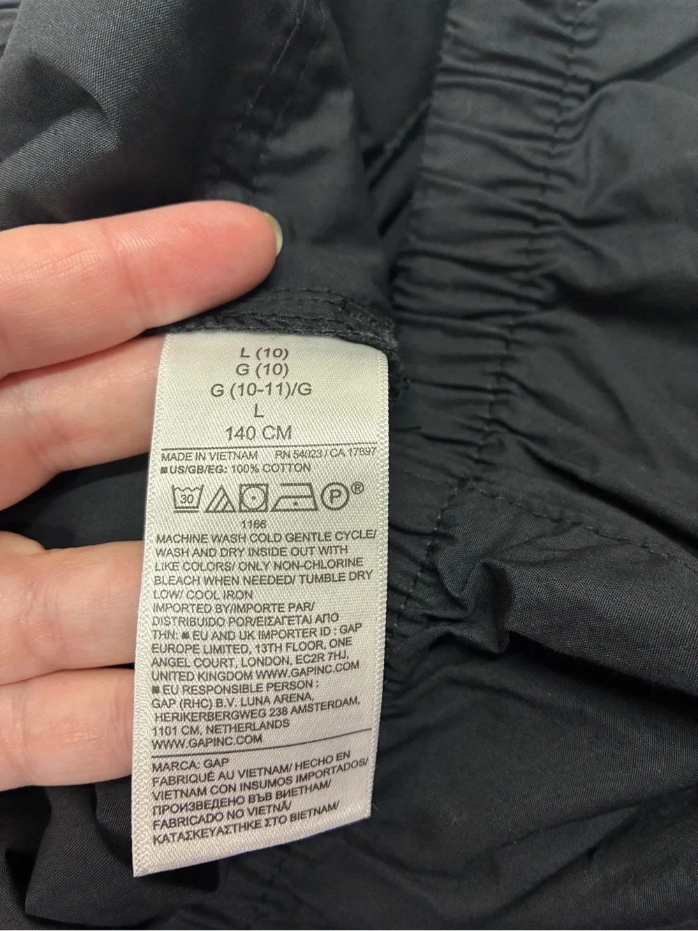 Gap Kids parachute pants size large 10 black utility girls pull on new with tags